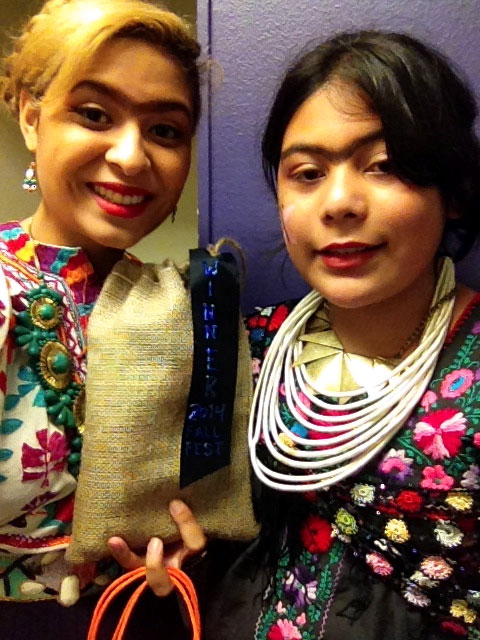 Big Sister Lauren and Little Sister Elizabeth winning the costume contest at Fall Fest 2014.